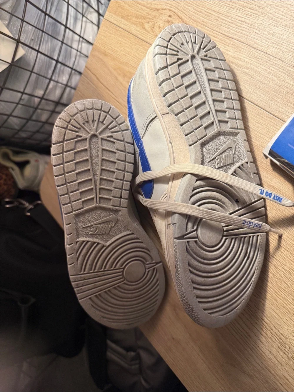 Nike Cream and Blue Low-Top Sneakers
